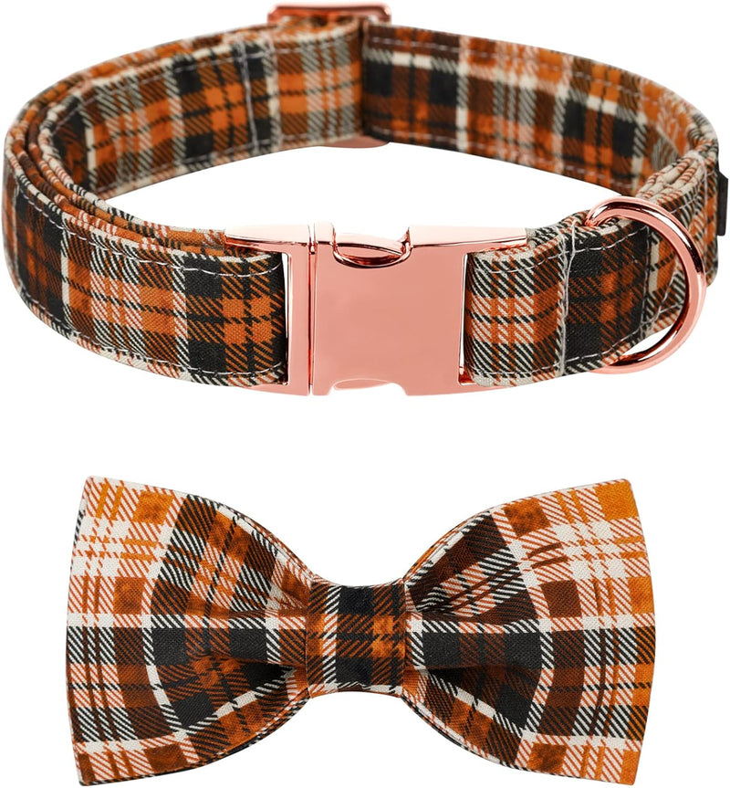 Lionet Paws Halloween Dog Collar with Bowtie - Cute Cotton Adjustable Fall Bowtie Dog Collar with Metal Buckle for Small