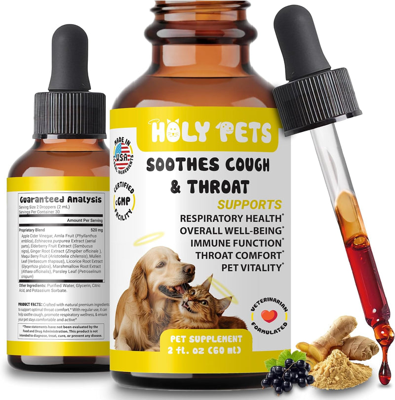 Cough Medicine for Dogs & Cats, Kennel Cough Treatment, Respiratory Infection Support - Sneezing Relief & Cough Treatmen