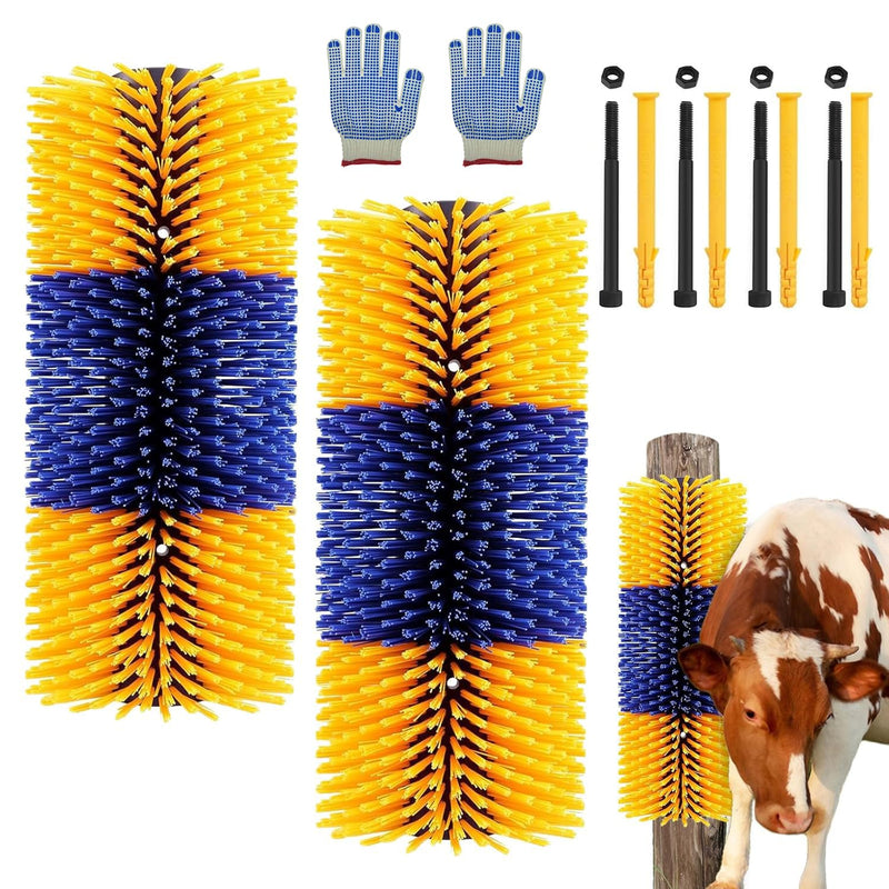 2PCS Livestock Scratch Brushes, Horse Scratcher Full Massage Brush Kit, Relieve Itching on Back, for Horse, Cattle, Shee