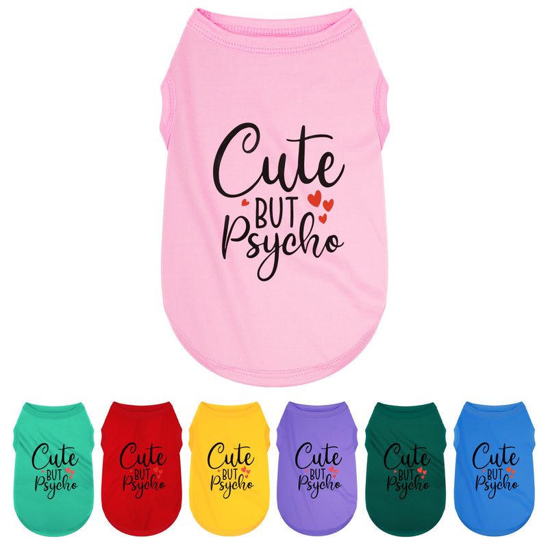 Expressive Polyester Dog Shirt Vest: Soft and Lightweight Puppy Shirt for Small and Medium Dogs, Featuring the Playful 'Cute but Psycho' Slogan Print Shirts Tank Top Pink M