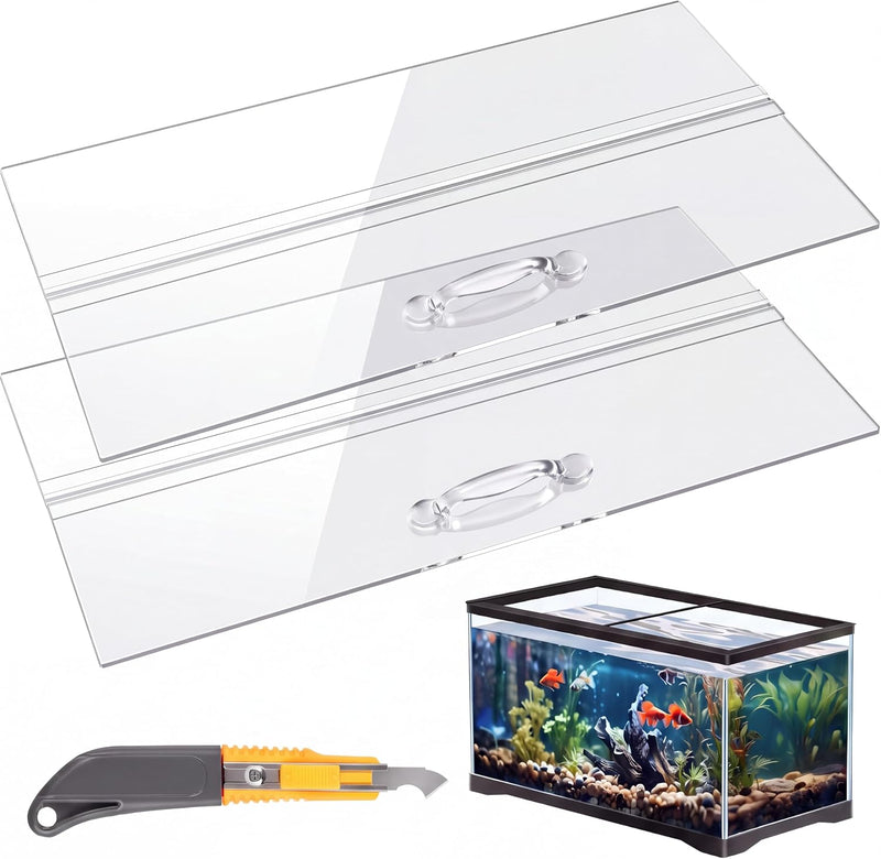 Sieral Aquarium Lids Polycarbonate Canopy Set, 36 x 18 Inch, Clear, 2 Pcs