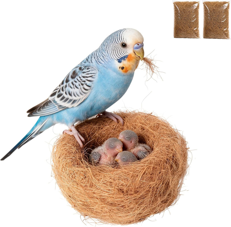 Bird Nesting Material, 100% Natural Coconut Fiber Bedding, 3.7oz, Safe & Soft Loose Nesting Substrate for Canaries, Parakeets, Cockatiels, Finch | for Nest Boxe