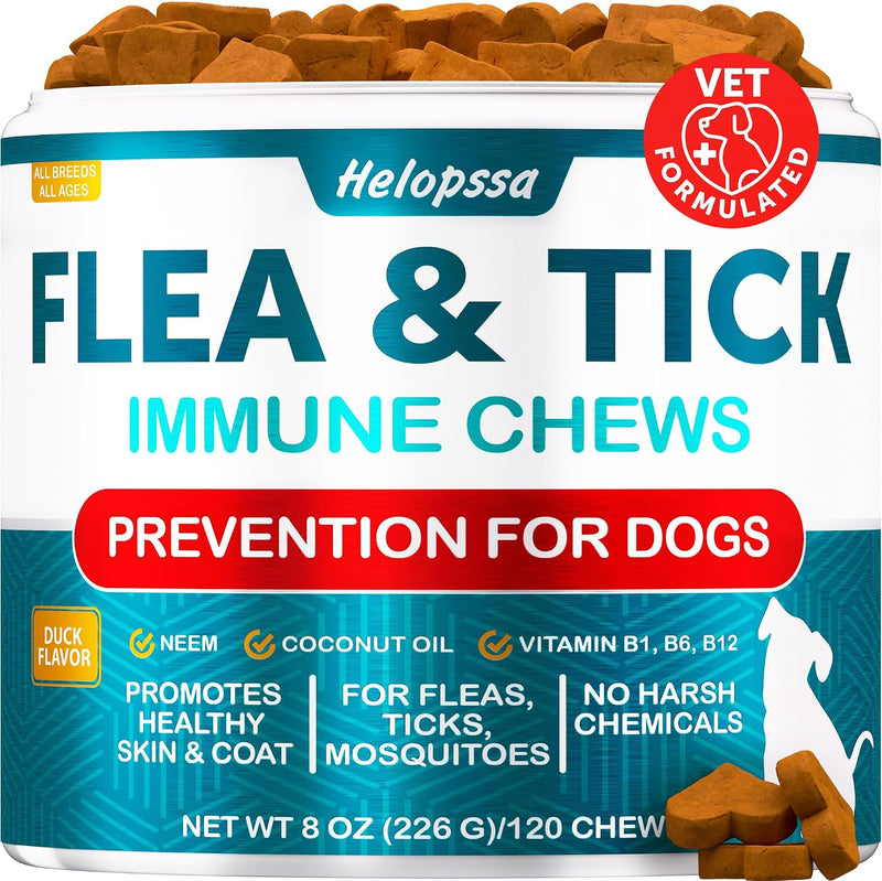 Flea and Tick Prevention for Dogs - 120 Treats - Natural Flea & Tick Chews