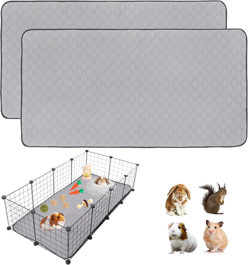 2Pack Guinea Pig Cage Liners, 24''X48'' Washable Guinea Pig Pee Pads, Non Slip Reusable Super Absorbent Guinea Pig Train