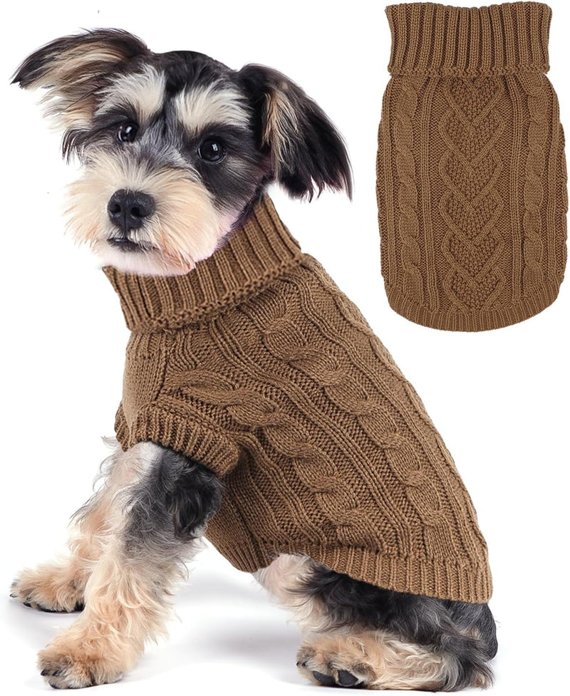 Dog Sweaters for Small Dogs Dog Clothes for Winter Solid Knitted Puppy Clothes Warm Chihuahua Sweater Turtleneck Pullove