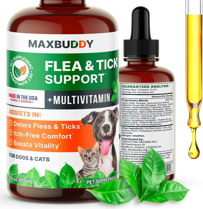 Flea and Tick Oral Prevention Support & Treatment for Dogs and Cats – Natural Flea Control with Multivitamin - Supplemen