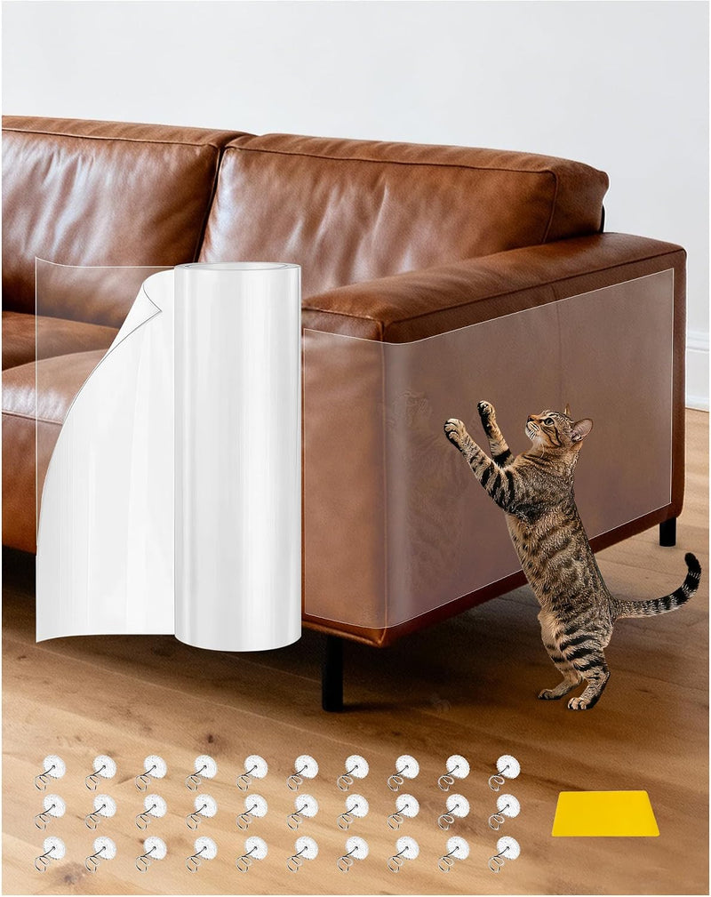 Cat Scratch Furniture Protector Couch - 1 Roll Clear PET 7.9 x 196.8 Inch