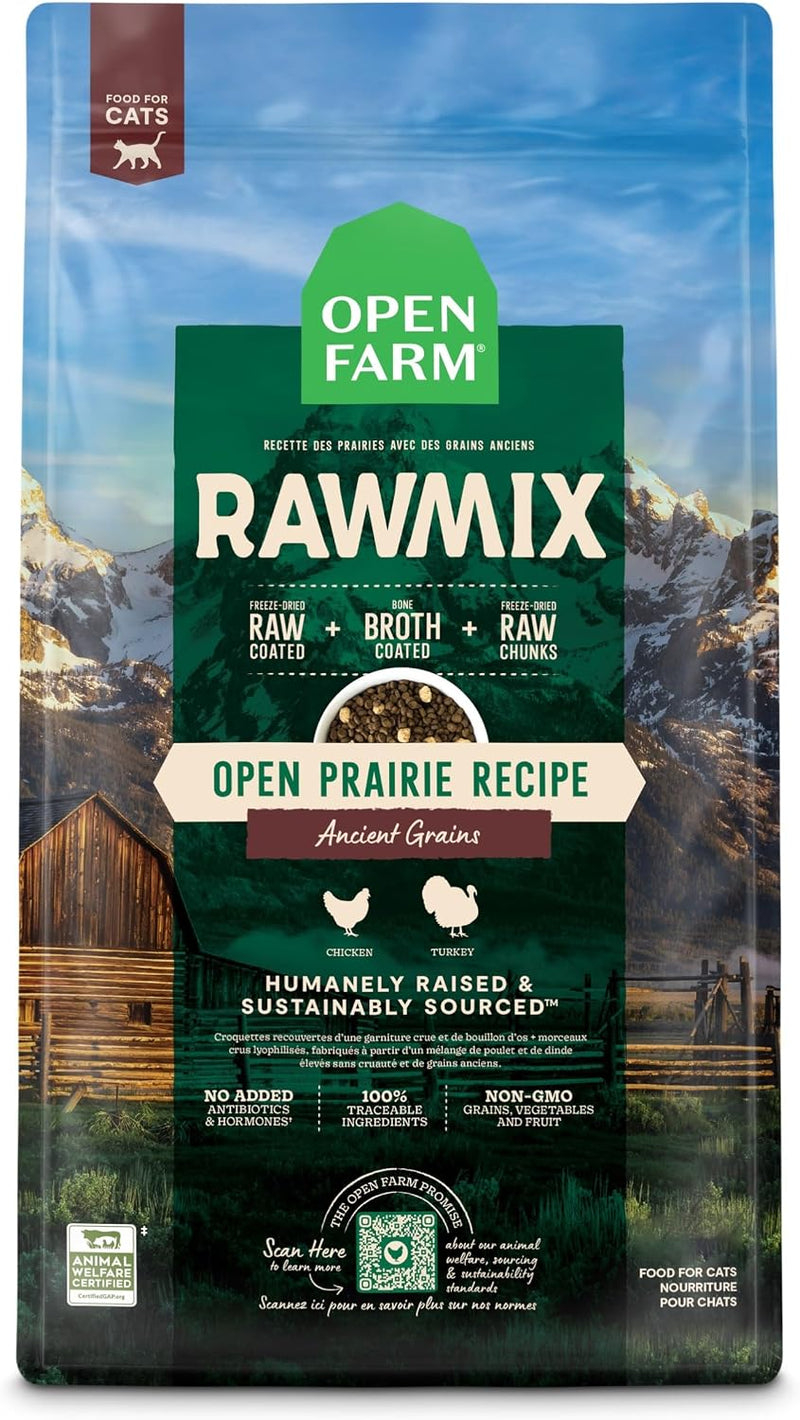 Open Farm RawMix Dry Cat Food, Open Prairie Grain Free Kibble, 2.25lb Bag