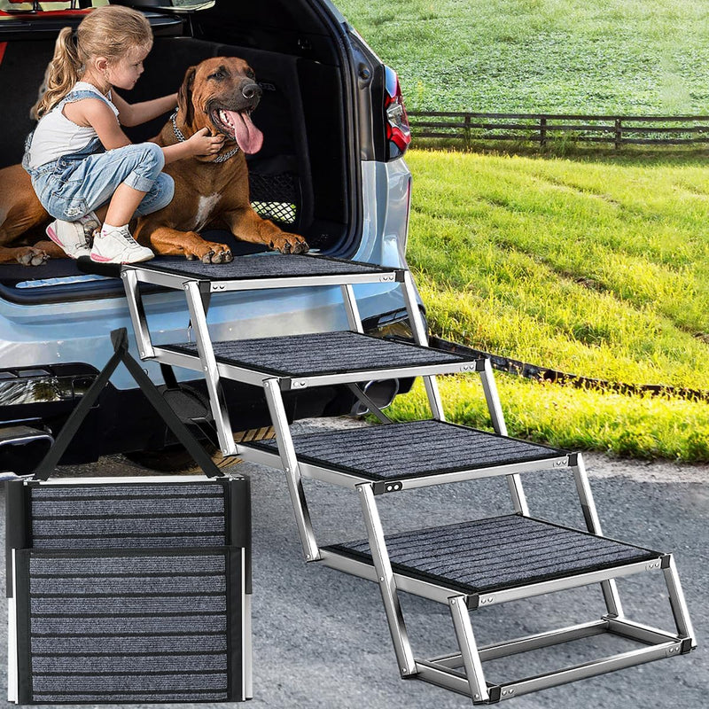 Joyrally Dog Steps for Car, Foldable 4-Step Stairs for SUVs and Trucks
