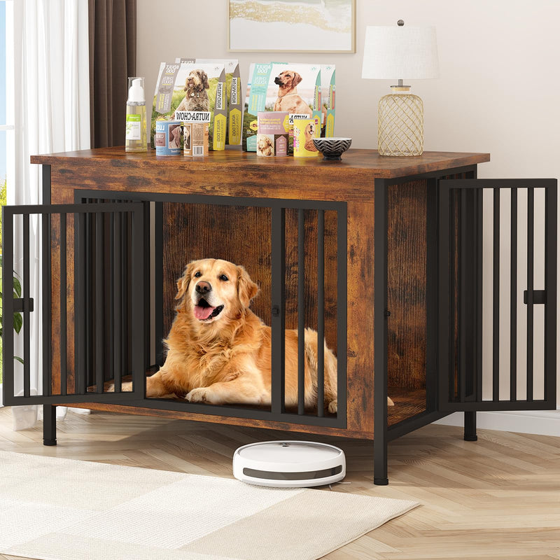 EasyCom Dog Crate Furniture for 1 or 2 Dogs, Heavy Duty Single/Double Dog Crates for Small/Medium/Large Dogs, Dog Kennel Furniture Indoor as TV Stand, Large Size 39.96