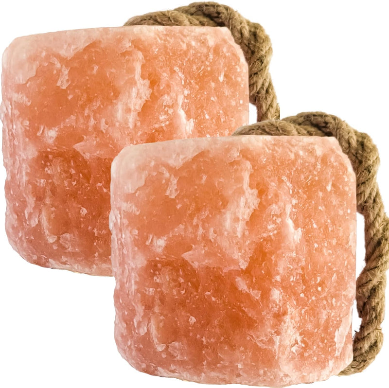 Himalayan Salt Lick On Rope 7.5-8 lb Each (Pack of 2) for Horses, Deer, Goats & Livestock | Natural, Mineral-Rich, Long-