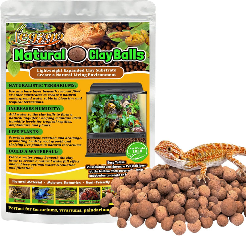 Legigo 10 LB Organic Expanded Clay Balls Terrarium Substrate for Reptiles