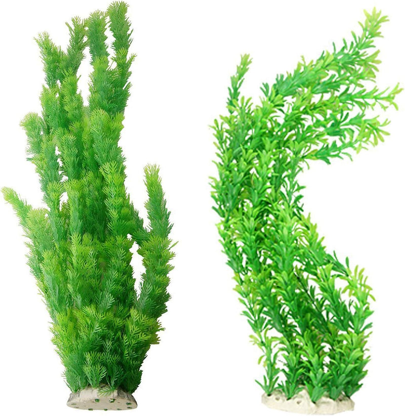 Hamiledyi Aquarium Plants Plastic Decor Fish Tank Green Decorations Plants Ornament Safe for All Fish,Extra Large 23-inc