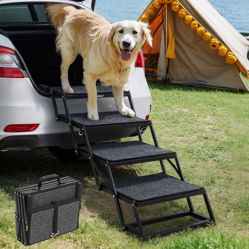 Veehoo Foldable Dog Steps for Car Truck, 4 Steps Collapsible Dog Stairs for Car Large Dogs 17