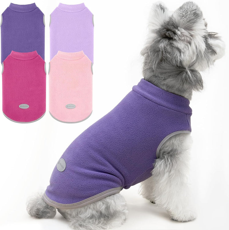 XPUDAC 4 Pieces Fleece Dog Sweaters Vest Winter Warm Dog Clothes for Small Medium Large Dogs Girl Soft Pullover Doggie S