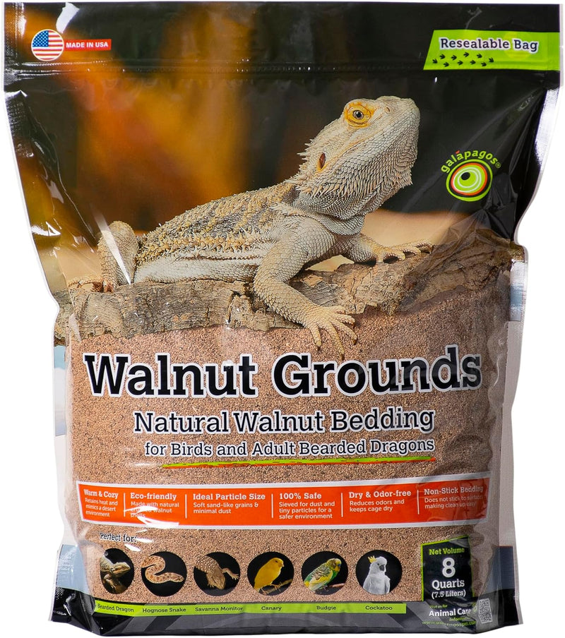Galápagos (05074) Walnut Bedding Natural Crushed Walnut Shell Substrate - Ideal for Bearded Dragons, Reptiles, Birds, &