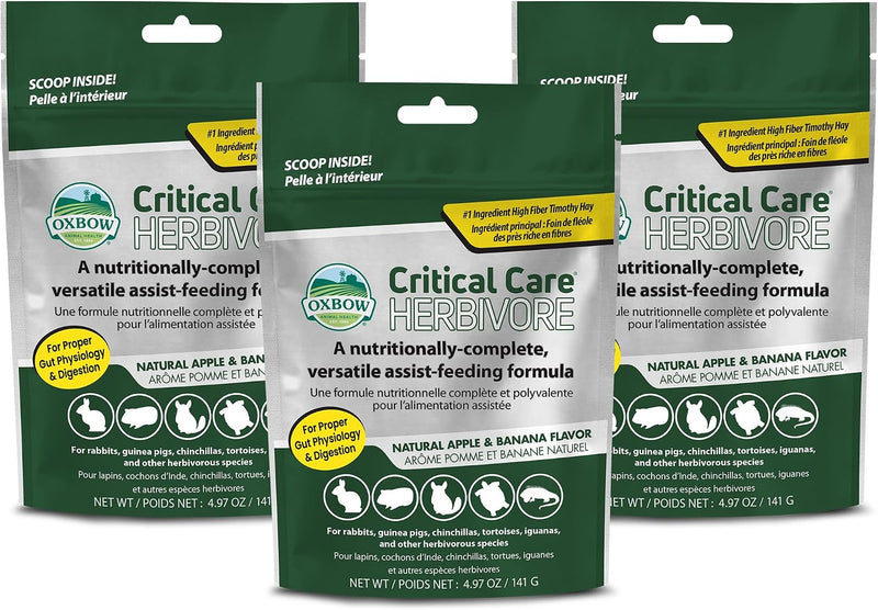 Oxbow Critical Care Herbivore Small Pet Formula, Apple Banana, 141g, 3 Pack