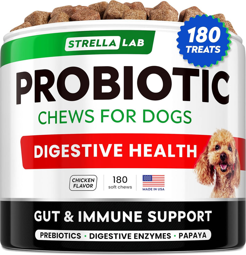 STRELLALAB Probiotics for Dogs Chews for Digestive Health & Gut Support