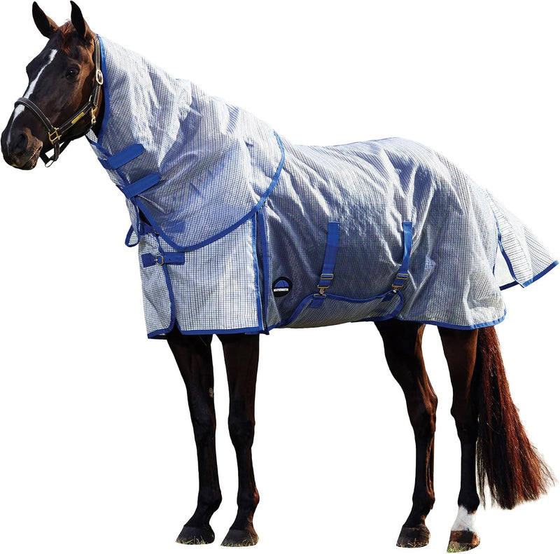 WeatherBeeta ComFiTec Ripshield Fly Sheet Detach-A-Neck, White/Cobalt, 75