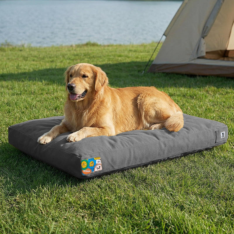 Sytopia 42 Inch Durable Indestructible Dog Bed for Extra Large Dogs, Outdoor Canvas Chew Proof Pet Crate Mat with Waterproof Washable Removable Cover, Indoor Patio Pet Pad for Crate, Dark Grey