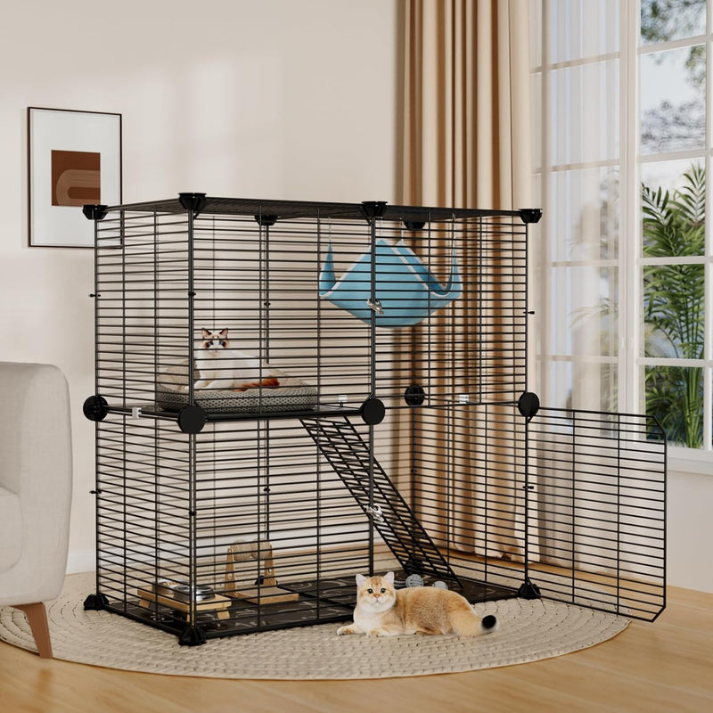 STILLCOVE Small Cat Cage Indoor, with Hammock & Non-Slip Pads