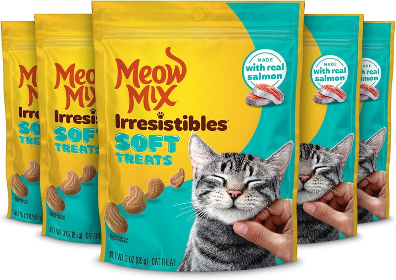 Meow Mix Irresistibles, Soft Cat Treats Made with Real Salmon, 5 Pouches