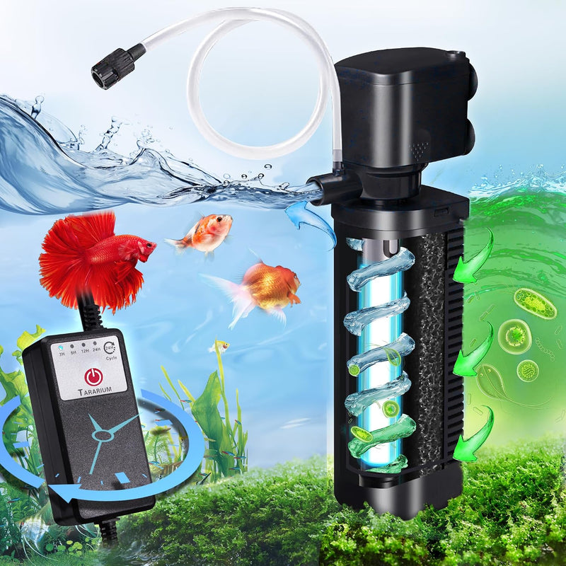 TARARIUM U-V Aquarium Filter for Fish Turtle Tank,Medium fit 20-75Gal