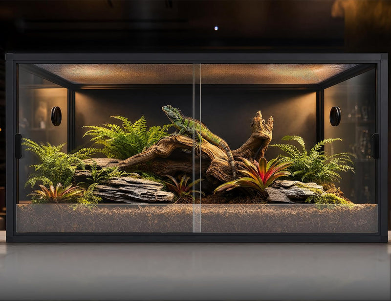 120 Gallon Reptile Tank, 4x2x2 Reptile Enclosure for Bearded Dragon, Snake, Ball Python & Chameleon, Aluminum Alloy Rept
