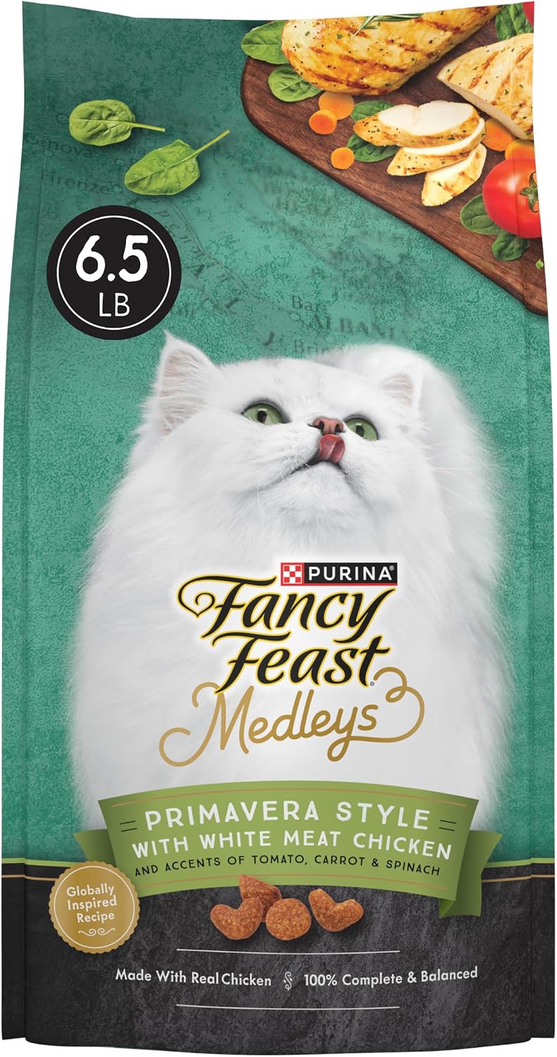 Fancy Feast Purina Medleys Primavera Style with White Meat Chicken and Accents of Tomato, Carrot and Spinach - 6.5 lb. B