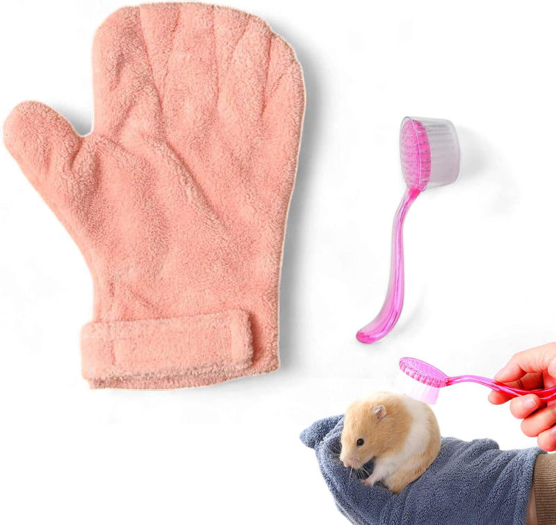 Hamster Calming Bite Proof Gloves and Grooming Brush Set, Hamster Bite Resistant Gloves Massage Brushes, Anti-Bite Glove