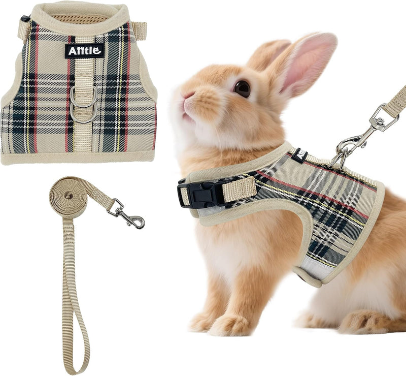AIITLE Adjustable Soft Harness with Leash for Rabbits, Beige S