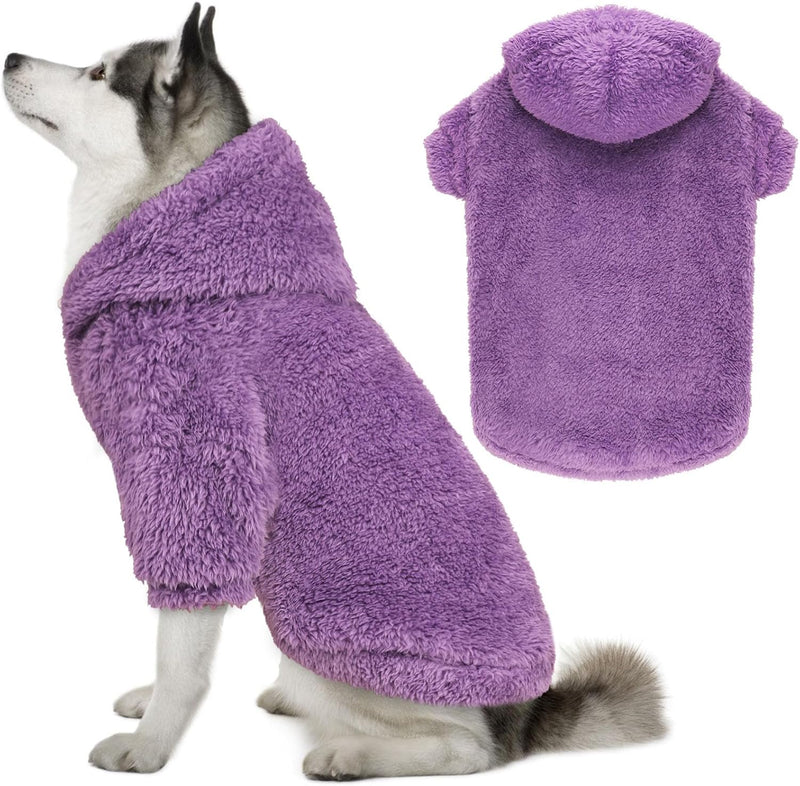 Fuzzy Dog Sweaters for Large Dogs Dog Hoodie Soft Double-Sided Plush Fleece Pet Sweater Pet Clothes Coats Hoodie Sherpa