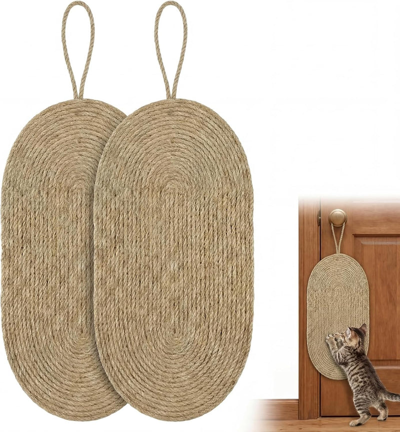 Junkin 2 Pack 16.5x6.3inch Sisal Hanging Cat Scratcher for Door Knob