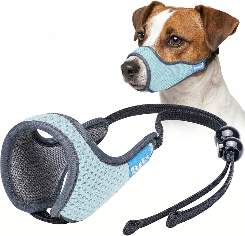 One-Pull Adjustable Dog Muzzle for Small Dogs, No Size Guessing, Allows Panting & Drinking, Prevents Biting, Soft Comfor