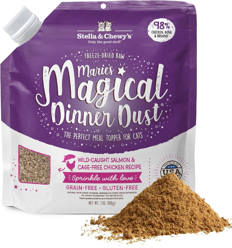 Stella & Chewy's Freeze-Dried Raw Cat & Kitten Food Topper - Magical Dinner Dust - Premium Wild-Caught Salmon & Cage-Fre