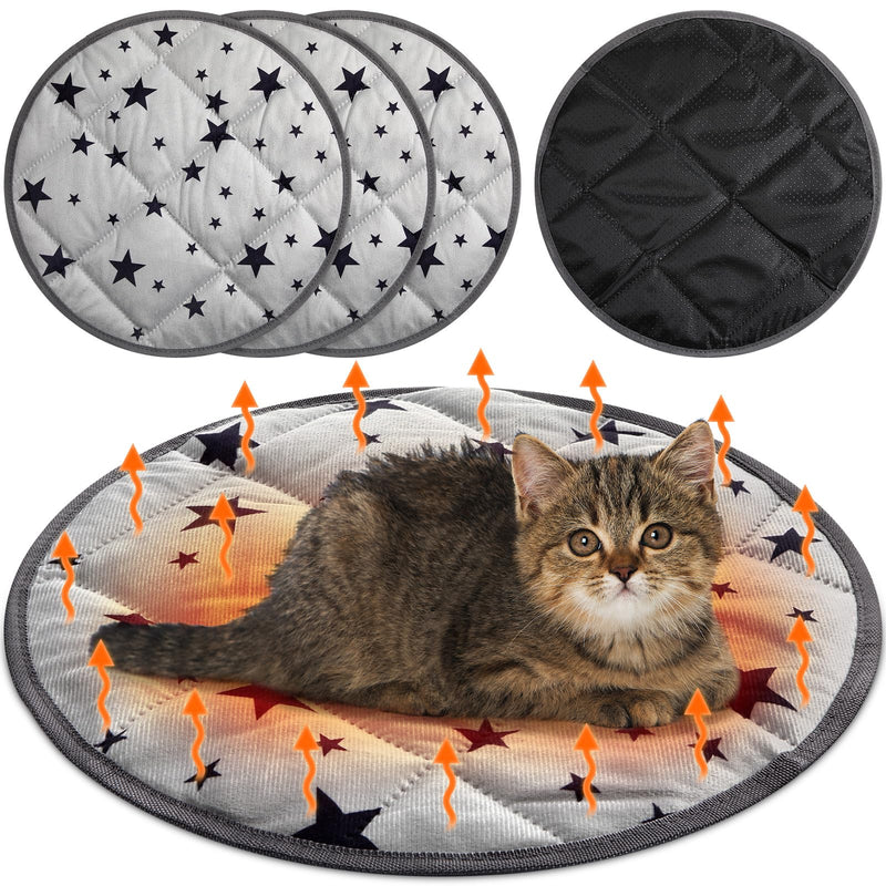 Namalu 4 Pack Self Warming Cat Bed Self Heating Cat Mat Star Pattern Soft Dog Crate Pad Thermal Pet Mat Anti Slip Kennel Dog Washable Warming Bed for Outdoor Indoor(15.7 Inch,Gray)