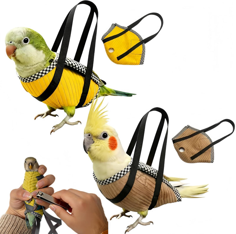 2Pcs Portable Bird Carrier Bag, Escape Resistant Parrot Carrier Bag Harness, Walking Outfit Anti-Scratch Protective Clot