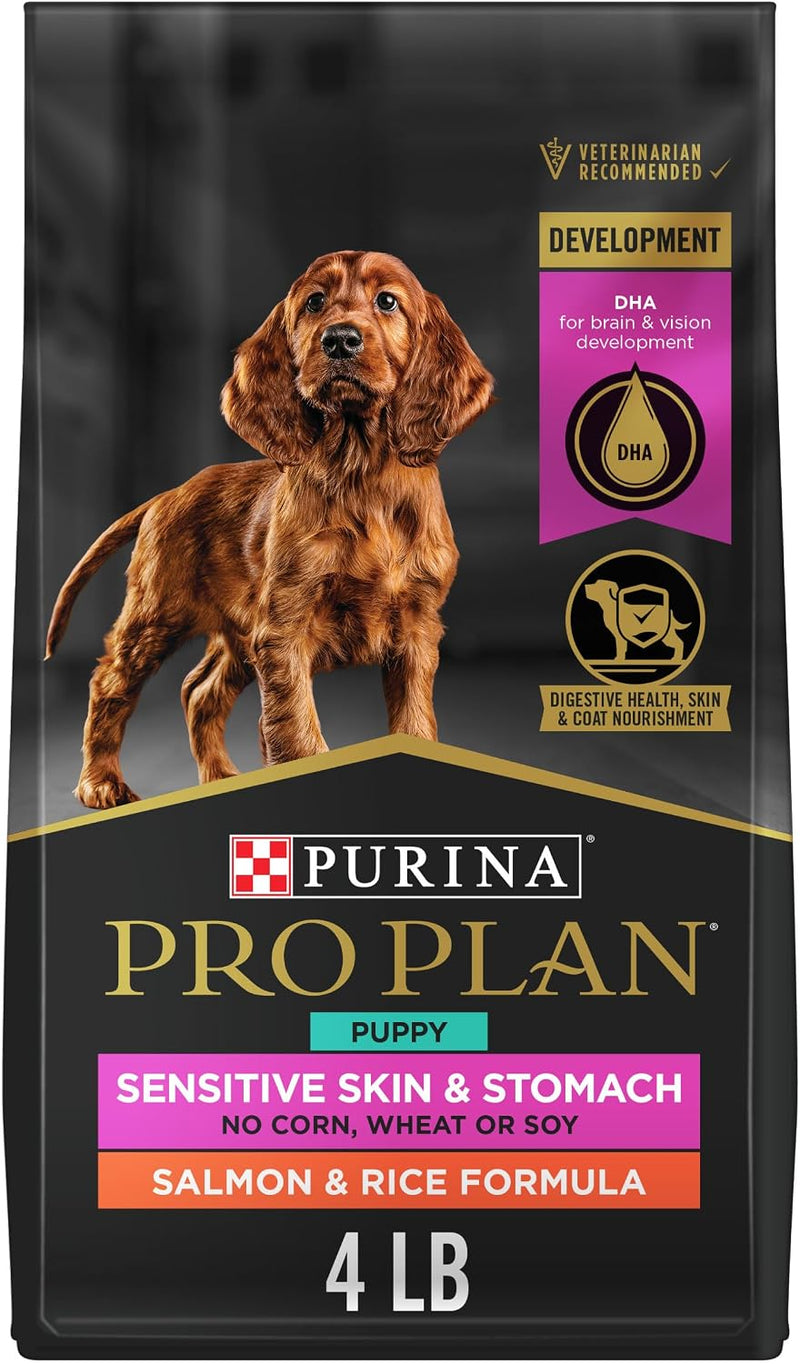 Purina Pro Plan Sensitive Skin & Stomach Puppy Dog Food, Salmon, 4 lb Bag
