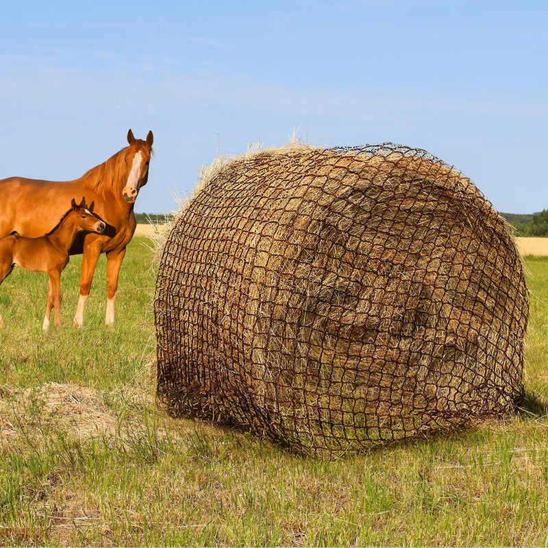 TONGMO 5x5 ft Round Bale Hay Net for Horses & Livestock - Slow Feeder Hay Nets with 2 inches Hole