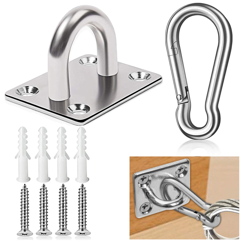 ZENGSUSU Dog Tie Out Mounted Wall Hook with Clip - Secure Dog Leash Parking Indoor&Outdoor, Stainless Steel Practical Lead Management for Small/Medium/Large Dogs Up to 500lbs (1pcs:Silver)