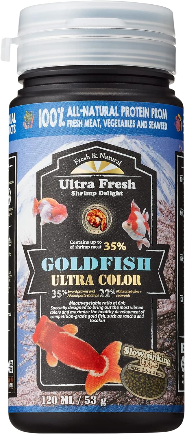 Ultra Fresh Sinking Goldfish Food, Color Enhancing, Balanced Diet, All Natural Ingredients, Clear Water Formula, Slow Si