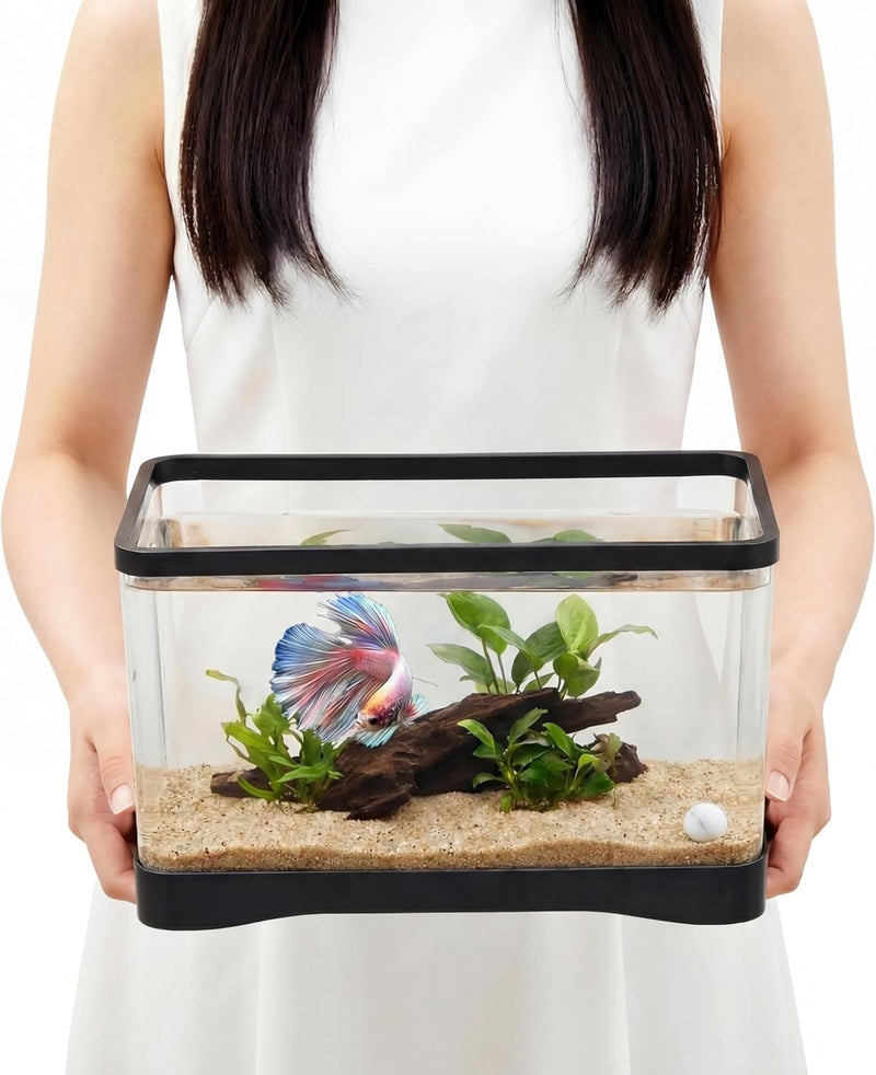 Geelin 2 Gallon Plastic Rectangular Fish Tank, Aquarium for Betta Fish Reptiles Succulents Flower Centerpiece, Shatterpr