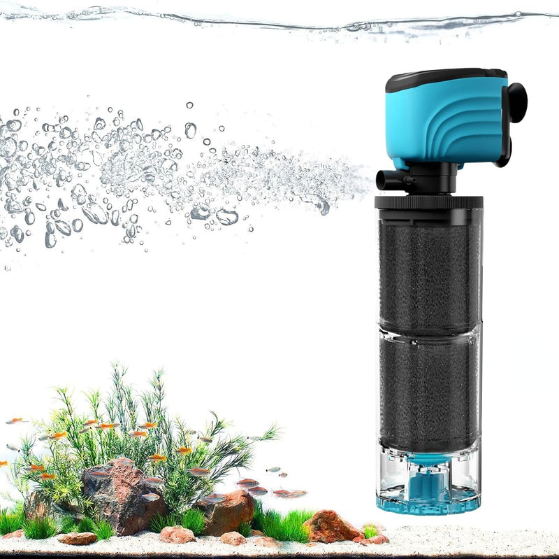 Submersible Aquarium Filter, Upgraded 50-150 Gallon Fish Tank Filter with Fish Guard, Internal Whisper Pump, Fresh/Saltw