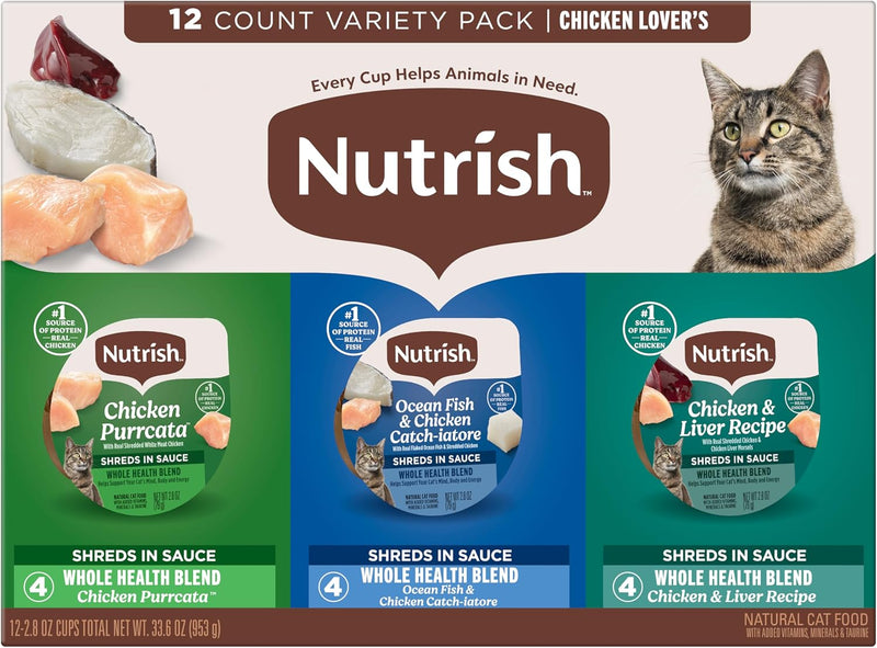 Nutrish Chicken Lover's Wet Cat Food Variety Pack, 2.8 oz Cup (Rachael Ray)