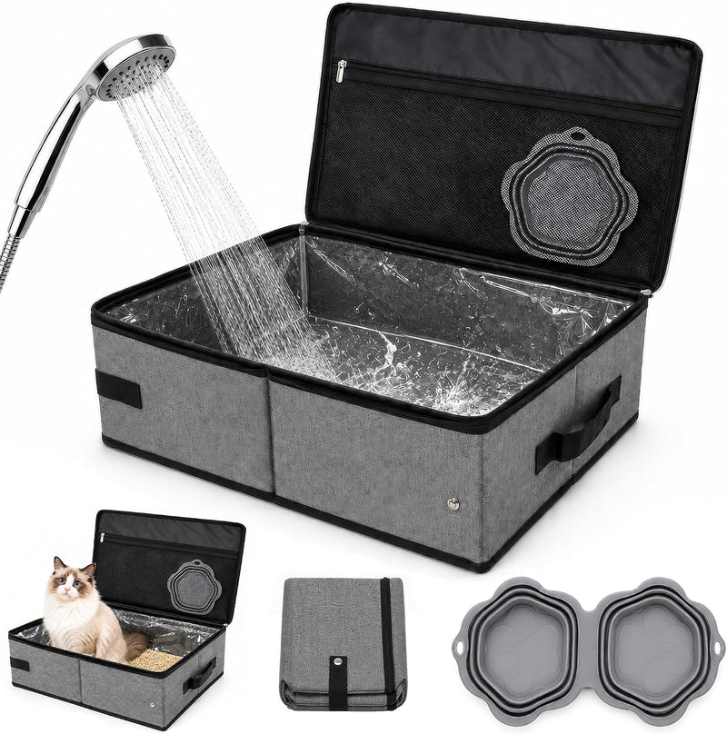 Aokeyee Portable Travel Litter Box for Cats, Collapsible Cat Litter Pan