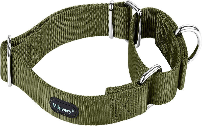 Mikivery Martingale Dog Collar Nylon Adjustable and Safety Training Colourful Comfortable Metal Buckle Pet Collars for S