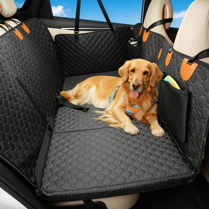 Back Seat Extender for Dogs, Waterproof Dog Car Seat Cover for Back Seat with Hard Bottom, Upgraded Material, Anti Scrat