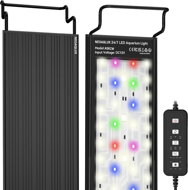 24/7 LED Aquarium Light for 12-18 Inch Plant & Fish Tank IP68, 12-Color & Gradient & Full Spectrum with Sunrise-Daylight