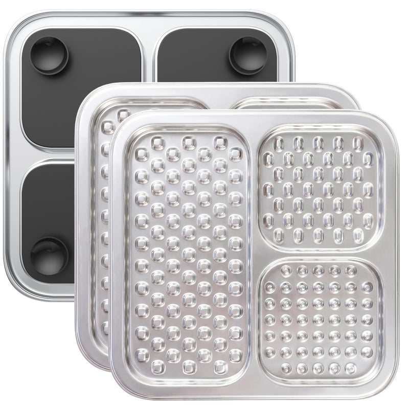 2 Pack - Stainless Steel Lick Mat for Dogs & Cats, Large Non-Slip Slow Feeder Pad with Suction Cups, Chew-Proof Dog Licking Mat for Anxiety Relief, Bathing & Grooming Time