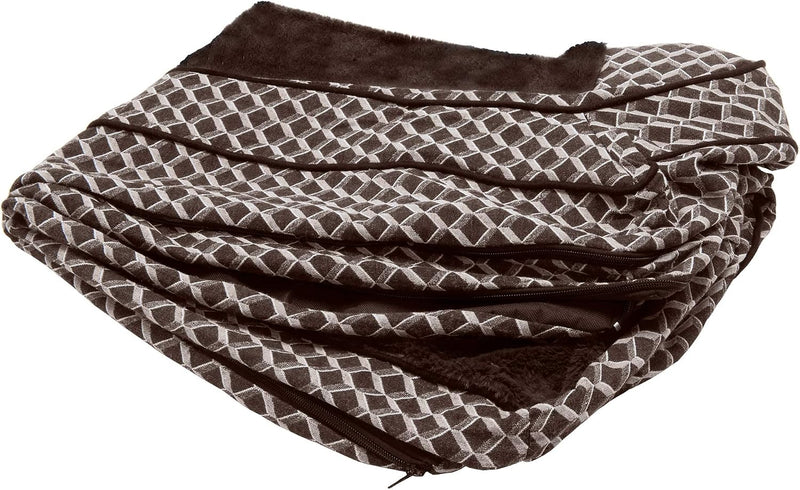 Furhaven Replacement Dog Bed Cover Comfy Couch Plush & Décor Sofa-Style, Machine Washable - Diamond Brown, Jumbo Plus (X